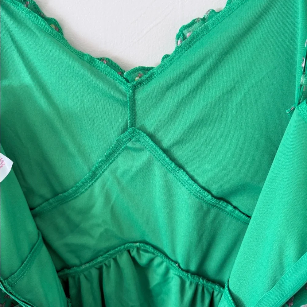 NWT Green Ditsy Floral Ruffle Midi Dress Size XL (15-17 Juniors) Spring - Picture 7 of 11